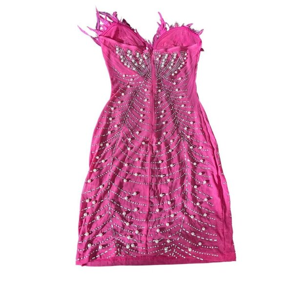 Women's Bodycon Super Pearly Pink Lace Dress - Picture 3 of 7